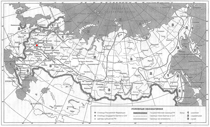 Климатическая карта влажности Звенигород