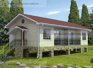 ПАЛАНГА 60 м2 - проект узкого дома 6х15 с 2 спальнями и террасой
